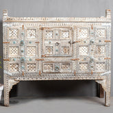 Hand carved Furniture Antique Solid Wood Damchiya Dowry with Drawer in White